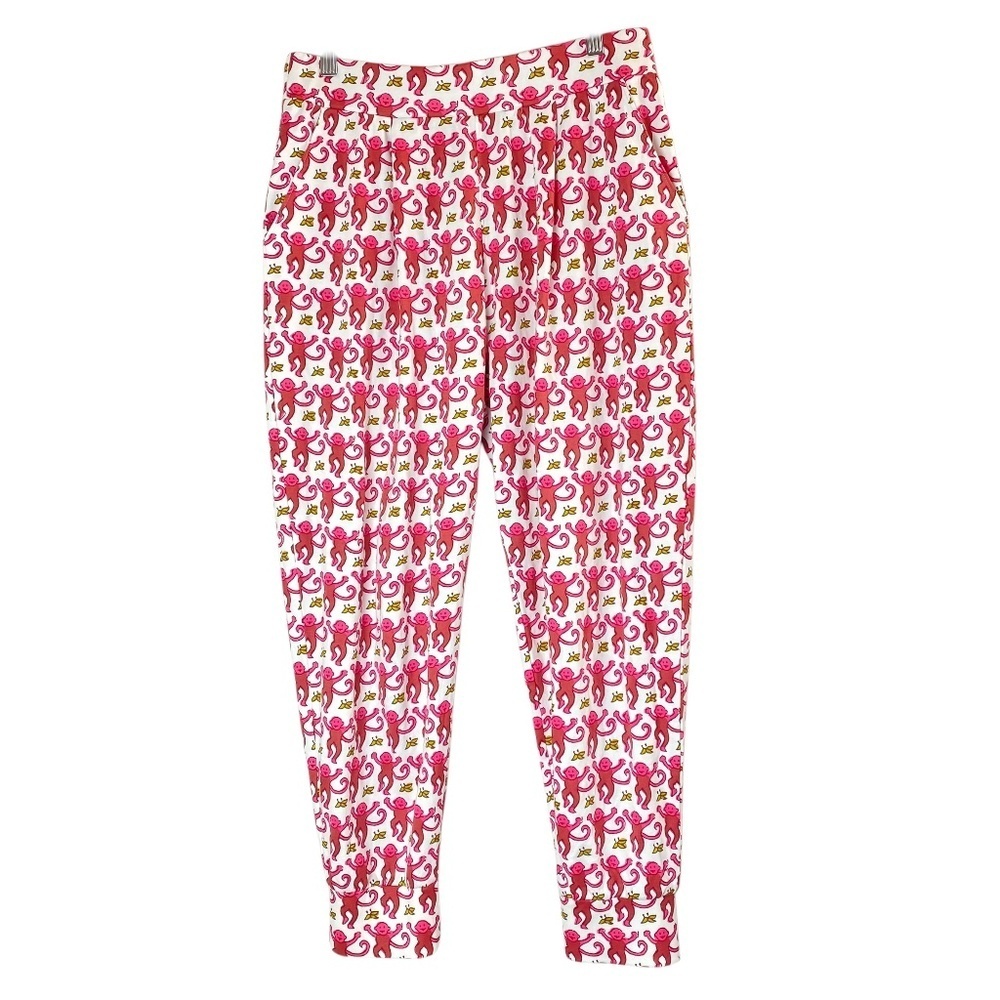 ROLLER RABBIT Monkey Pima Cotton Jogger-Style Loungewear Sweatpants Size M -NWOT